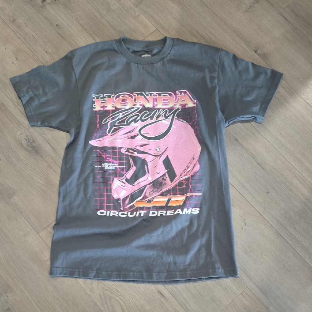 Mens New HONDA Racing Gray T-Shirt Short Sleeve New W/O Tag